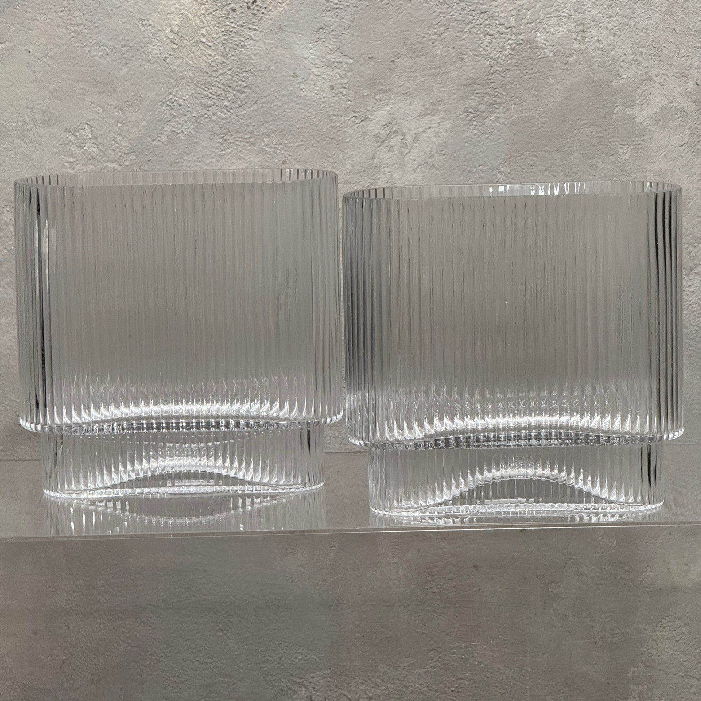 Ribbed Rectangle Glass Vase