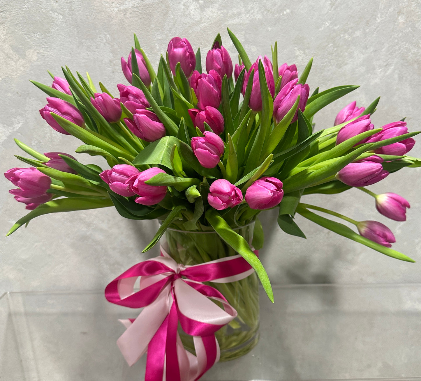 Hot Pink Tulips in Vase