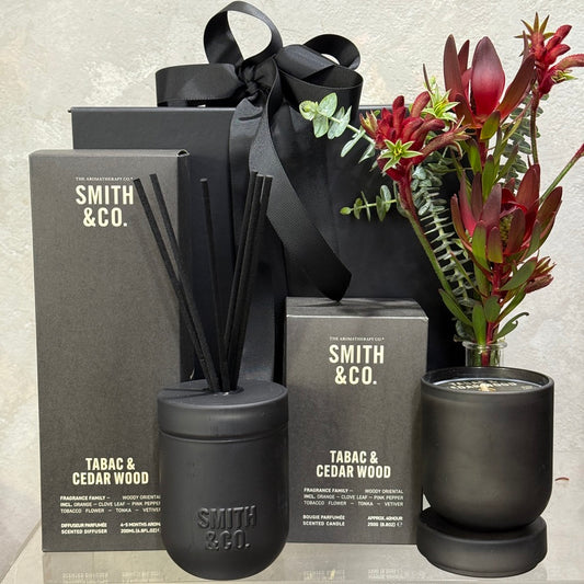 Smith & Co. Tabac and Cedar Wood Diffuser, Candle and Native Flower Bud Vase