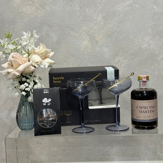 Navy Cocktail Gift Set with Flowers