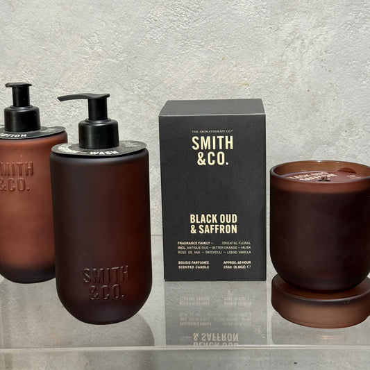 Smith and Co. Black Oud & Saffron Candle, Wash and Candle