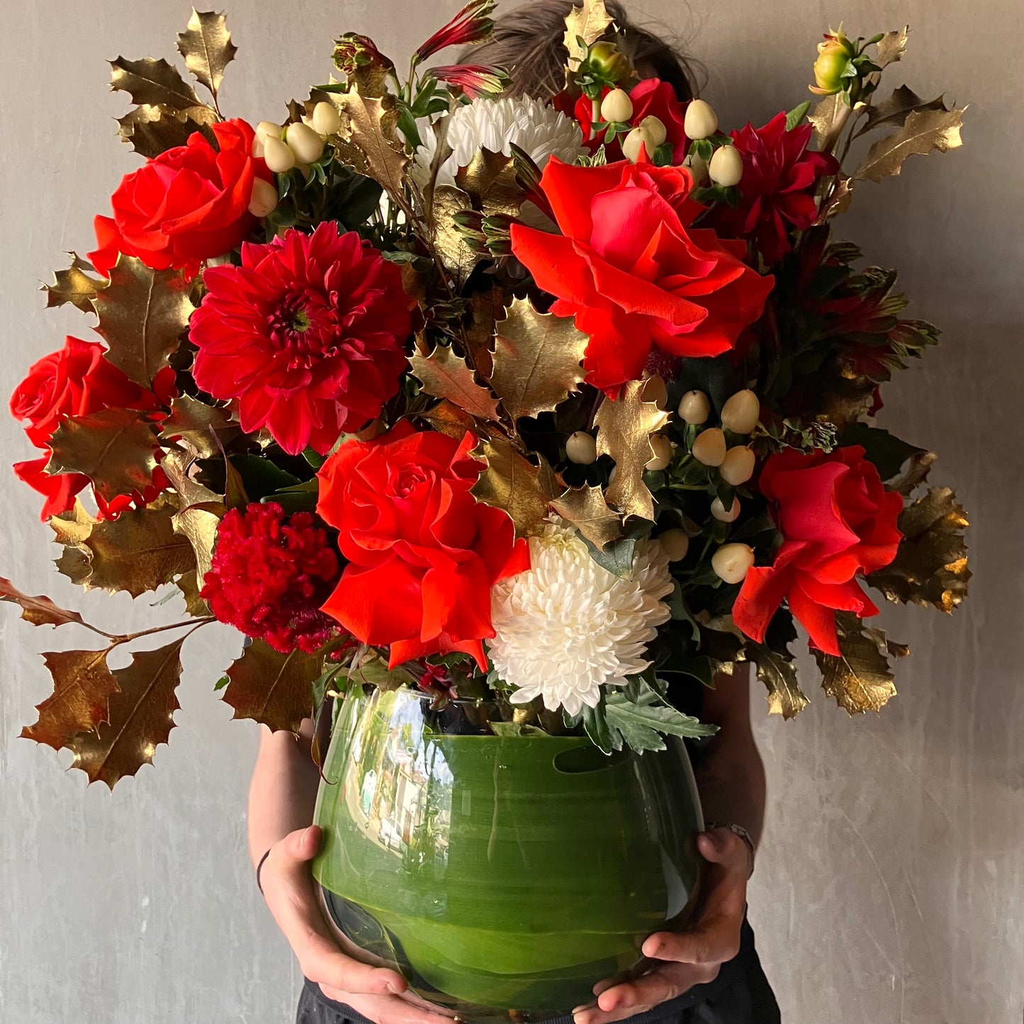 Large Christmas Fishbowl Arrangement