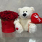 Red Rose Hatbox with Teddy